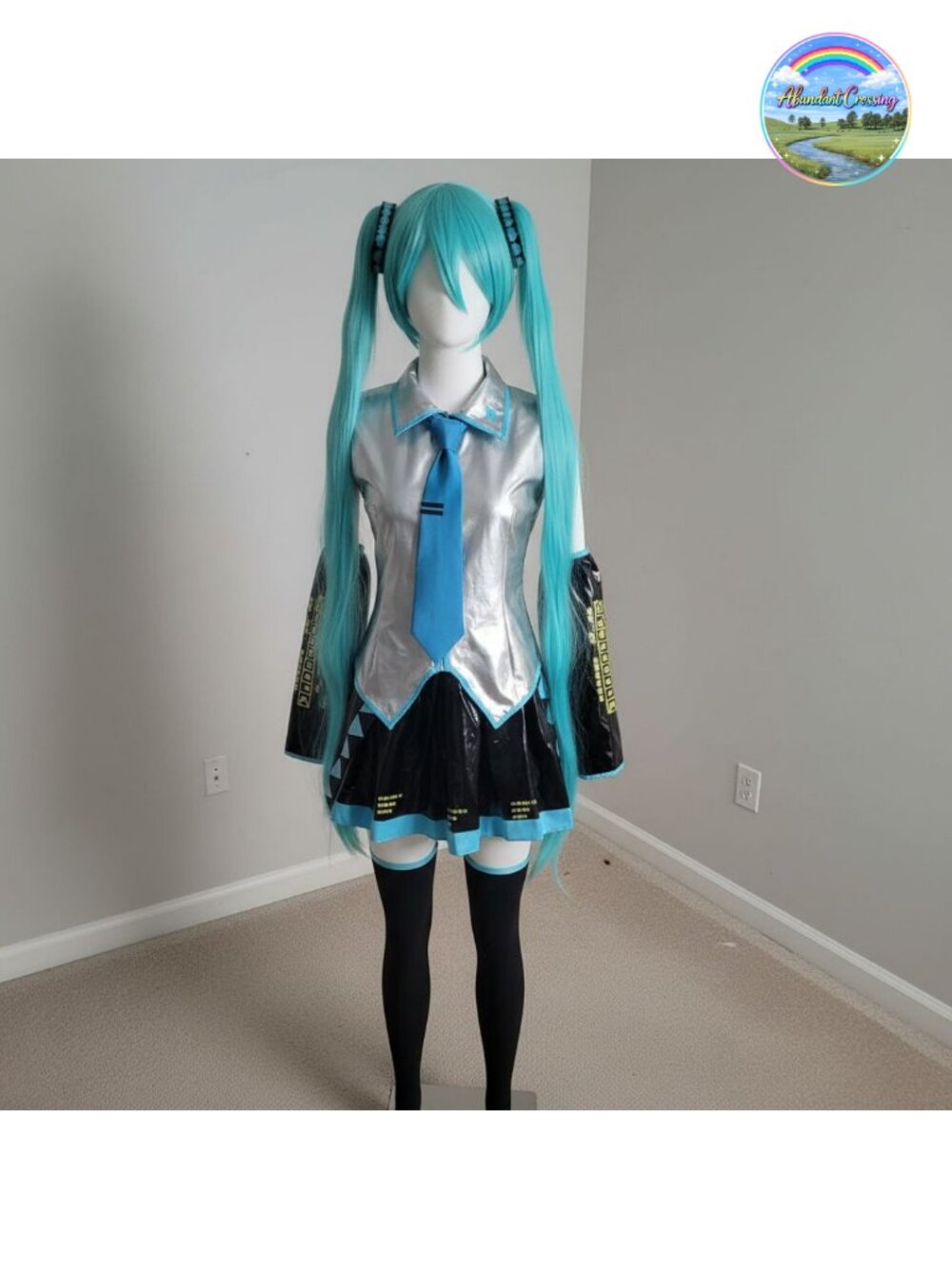 Anime Cosplay Costume Set Top Skirt Sleeves Tie Belt Socks Wig Full Party